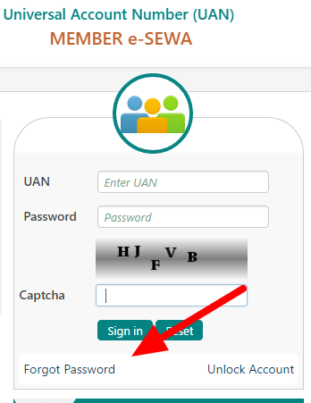 UAN Login password reset